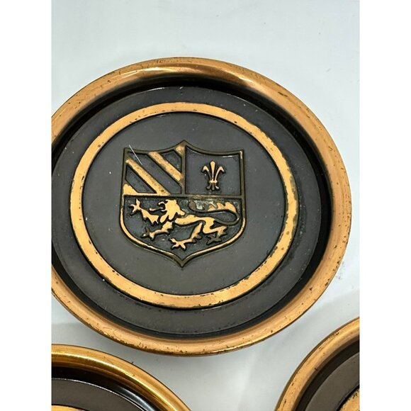 VTG Hyde Park Coaster Set 8 Monogrammed Copper Coat of Arms Barware Arms-Crest - Picture 10 of 10